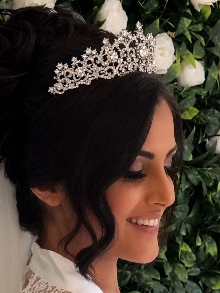Bridal updo with tiara at Hair by Heidi