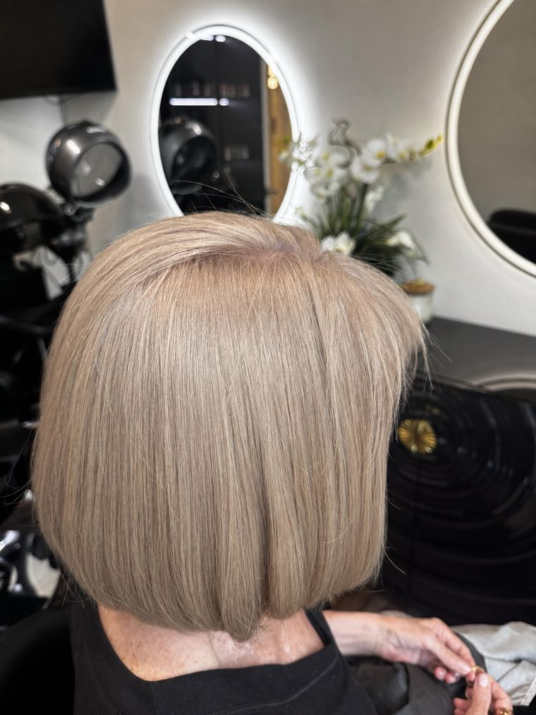 Blonde hair color result at Hair by Heidi